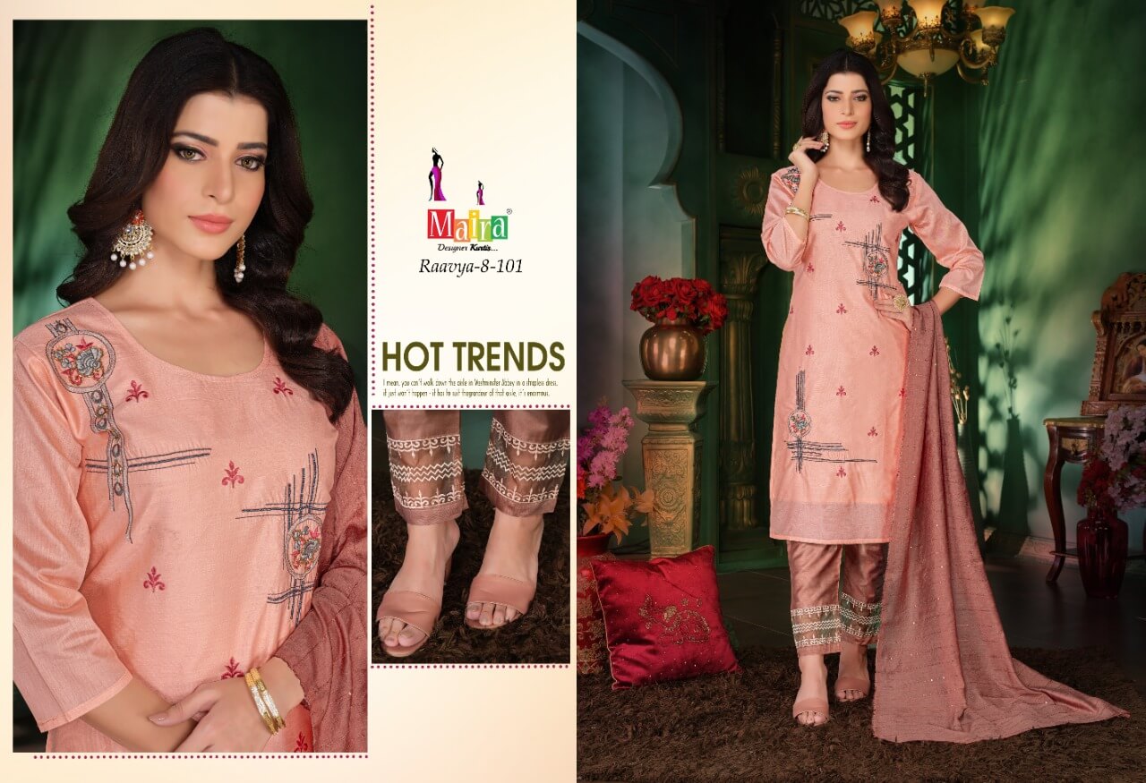 Mayra Raavya 8 Fancy Wear Kurti Pant With Dupatta Readymade  Collection